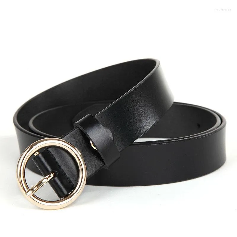 Belts Fashion Classic Round Buckle Ladies Slim Belt Women's 2022 Design Strap High Quality Female Casual Leather For Jeans