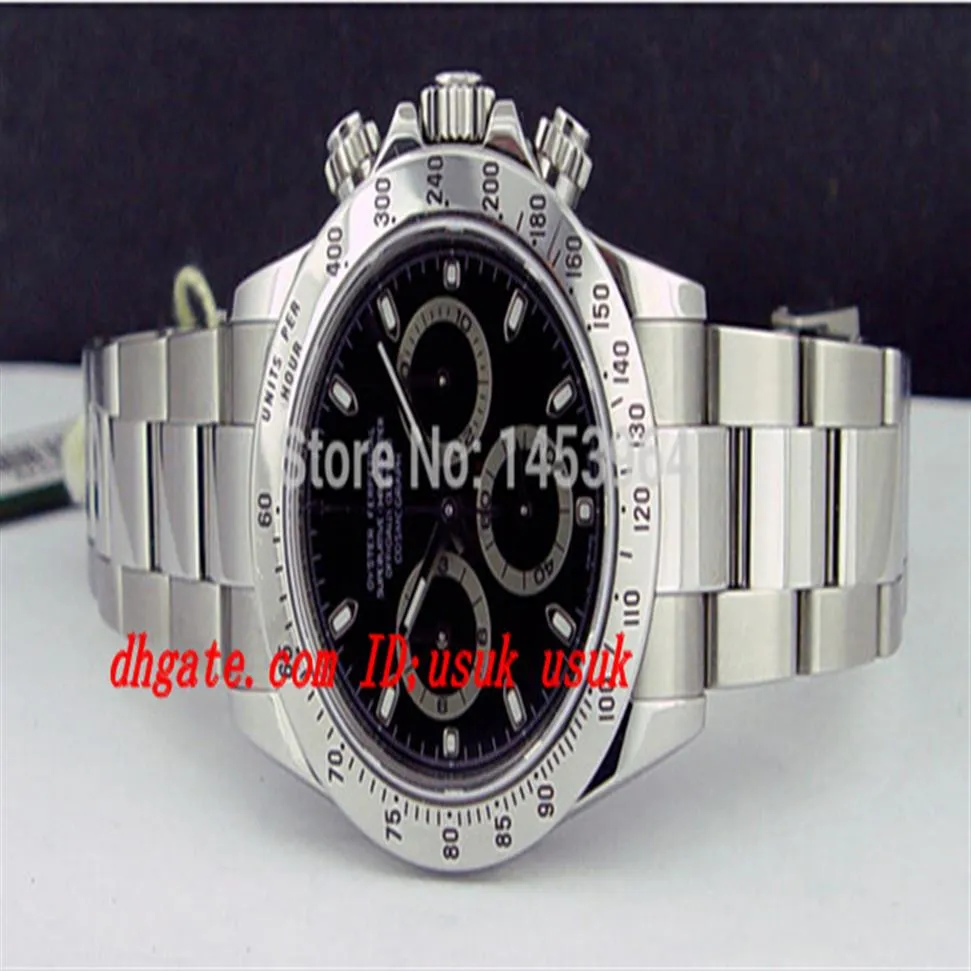 Fabriklieferant Neue Luxus-Armbanduhr 116520 Schwarzes Zifferblatt Edelstahlarmband Automatische Herrenuhr Uhren231h