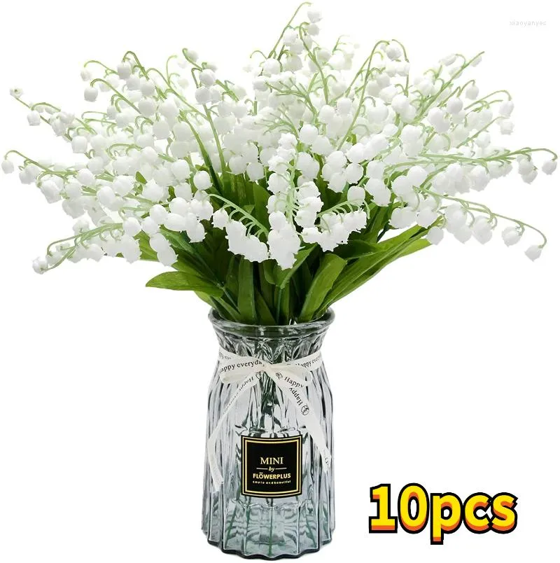 Fleurs décoratives mariage artificiel fleur vallée lily réel touche se sentir vent carillon orchidée plastique faux bouquet mariage table d'accueil déco po po