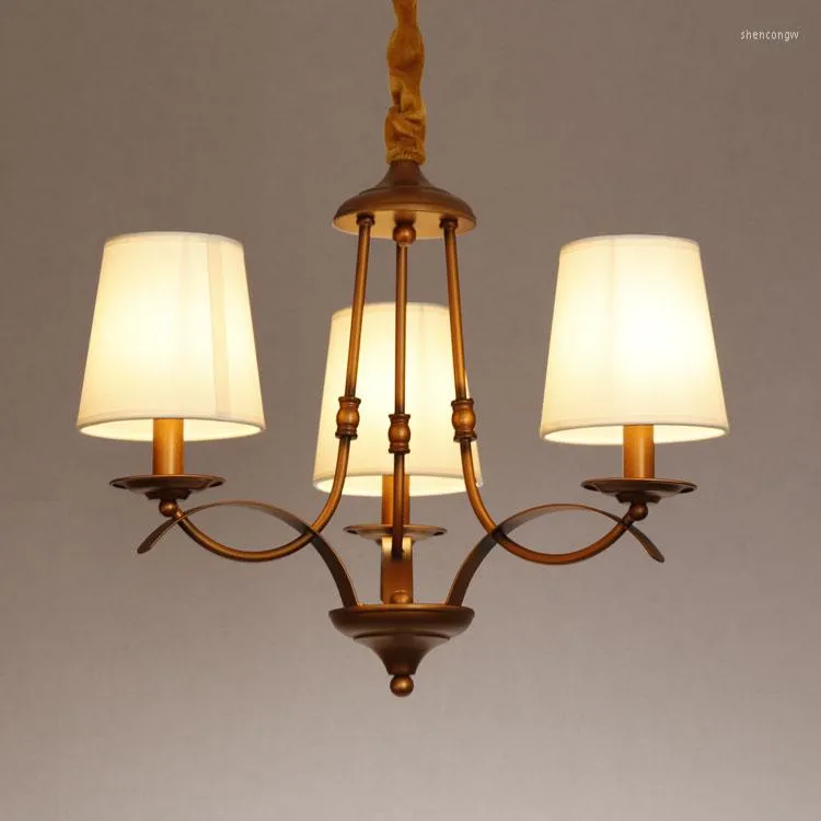 Pendant Lamps American Pastoral Village Iron Bronze Light 3 Head Mediterranean Restaurant Study Bedroom Ya816