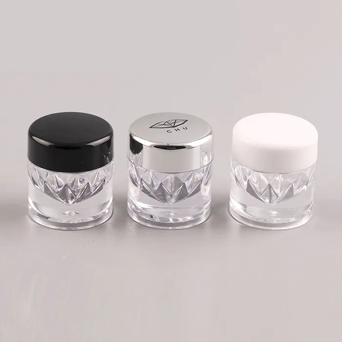 Mini Clear Round Round Cosmetic Nail Glitter Dompel losse poederpot met Sifter 1G Diamond uw logo