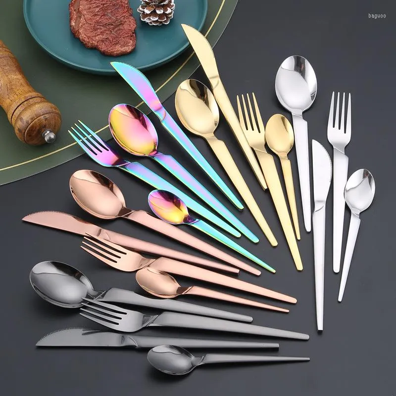 Zestawy sztućców 16PCS Strewa stołowa stali nierdzewne Silverware Silverware Staliwa WaRy Knives łyżki widelca kreatywne pochodnia Prezent