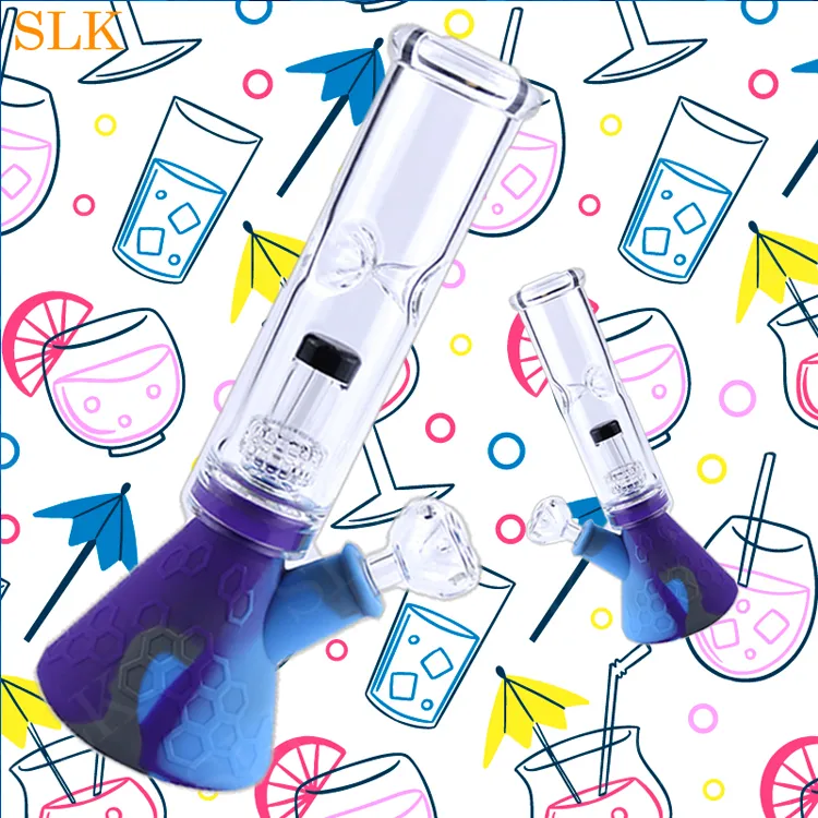 Wholesale Silicone Smoke Filter Top Glass Percolator Bong With 14mm