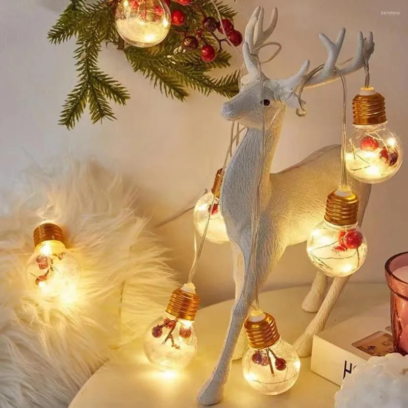 Strings Transparent LED Bulb Style String Lights Battery Powered PVC Indoor Fairy Lamps Xmas Tree Decorative For Home