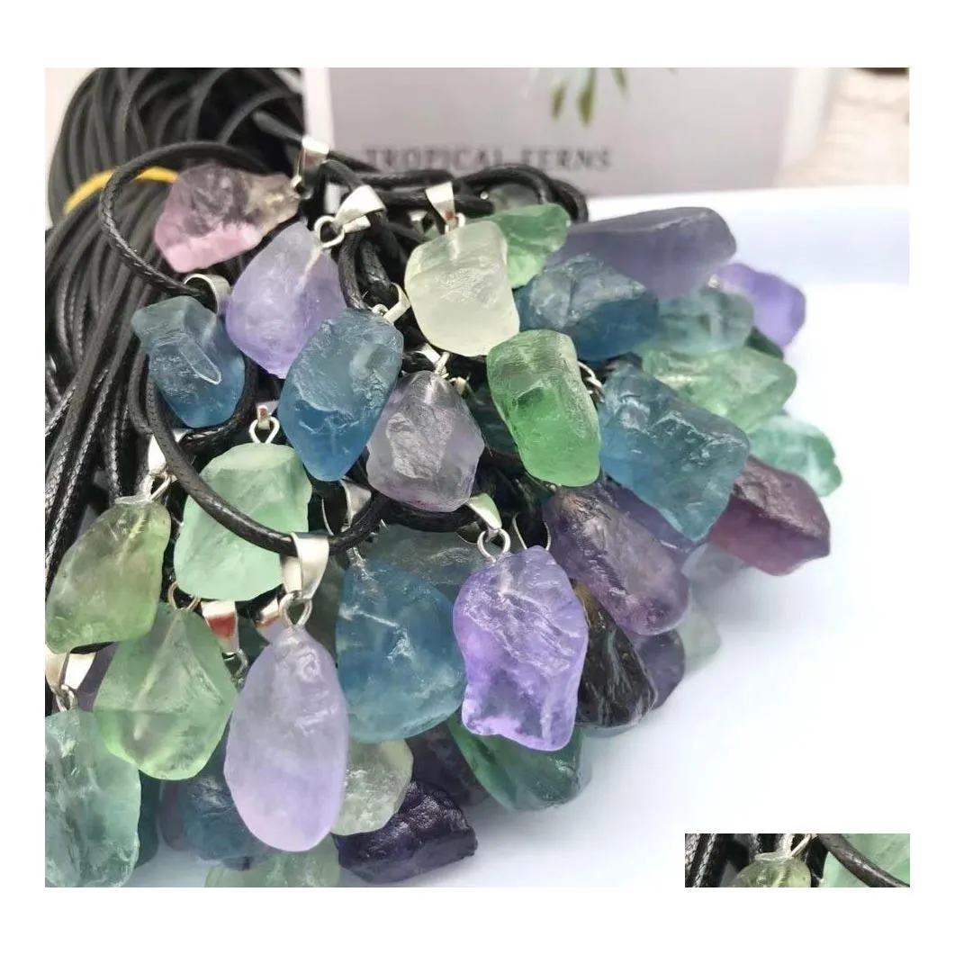 Kunst und Kunsthandwerk BK Natürlicher gelber Kristallstein Fluorit Charms Amethyst Irregar Form Anhänger für Halskette Ohrringe Schmuckherstellung Dhqca