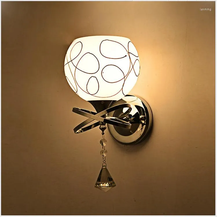 Applique murale lampes à LED boule de verre lumières nouveauté salle de bain lumière Lampada cristal fronde chaîne E27 AC90-260V avec interrupteur à tirer