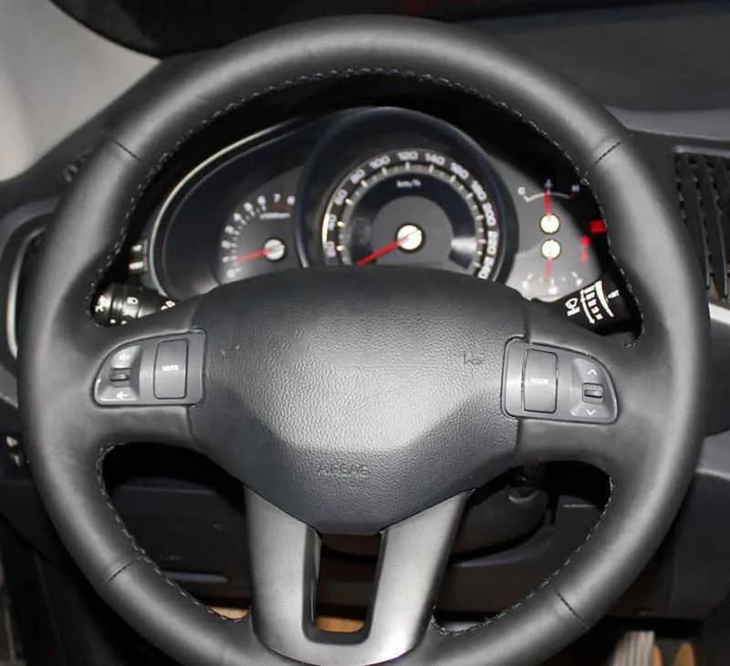 Couverture de volant de voiture personnalisée en cuir de vache, tresse de volant originale pour Kia Sportage 3 2011 – 2014 Kia Ceed 2010