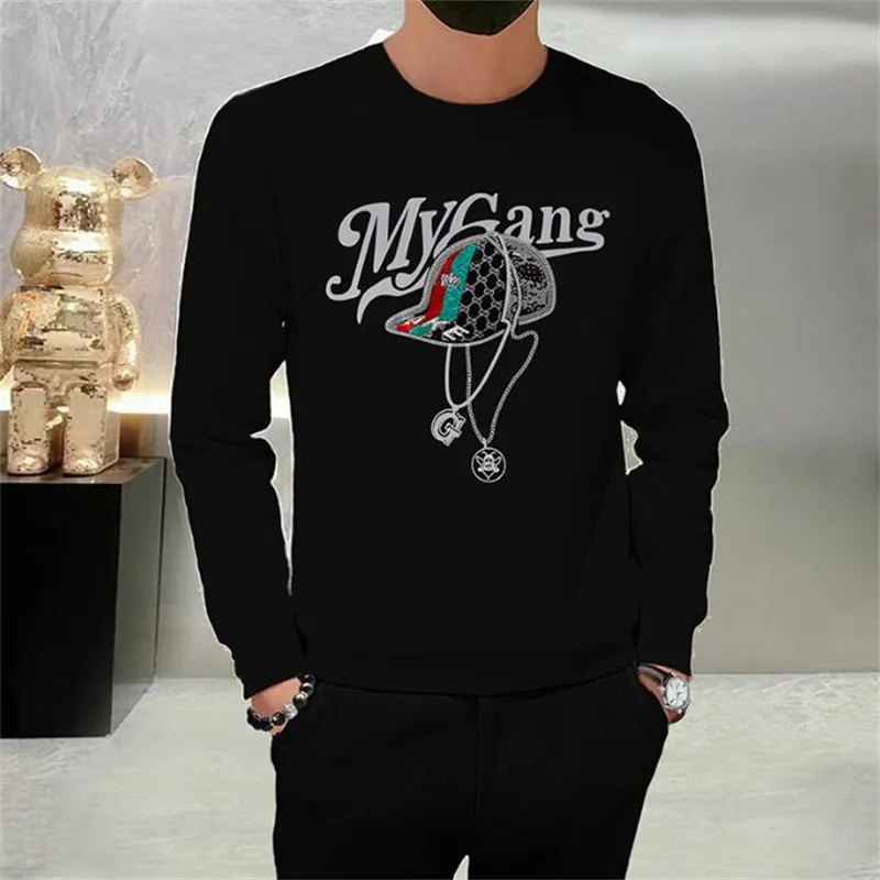 2022 New Style Mens Women Hoodies European Streetwear O-neck Simple Letter hot drill Printing Men Sweatshirt