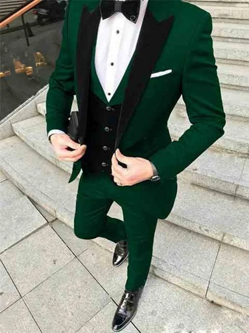 Wykonany na zamówienie Tuxedos One Button Men Suits Peak Lapel Groomsmen Wedding/Prom/Dinner Man Man Blazer Pants Tie kamizelka M208