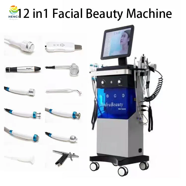 12 em 1 sal￣o Microdermoabras￣o multifuncional H2O2 ￁gua Oxig￪nio Jato de Peel Cuidado Facial Hydra DermoBrasion Machine