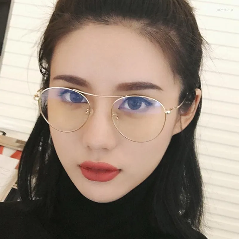 Sunglasses Frames 2022 Samjune Arrival Women Round Clear Frame Eyeglasses Transparent Gold Glasses Metal Vintage Prescription Eyewear