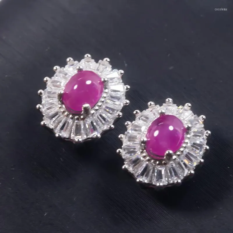 Boucles d'oreilles en rubis naturel fin pour femmes, en argent Sterling 925, plaqué platine, cœur, bijoux d'anniversaire de mariage