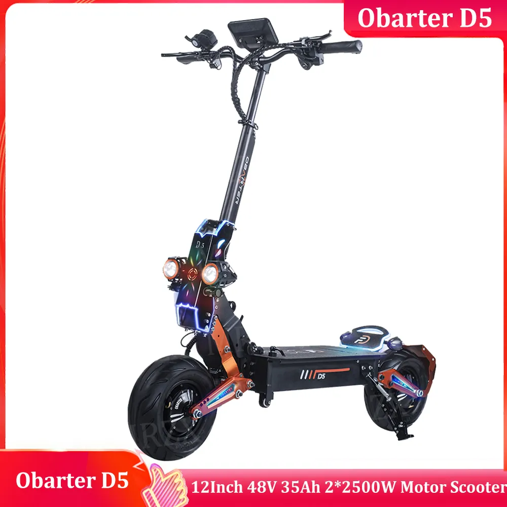 USA Local Stock EU Stock OBARTER D5 48V 35Ah Dual Motor 5000W Rated Power Top Speed 70km/h Powerful Adult 12inch Electric Scooter