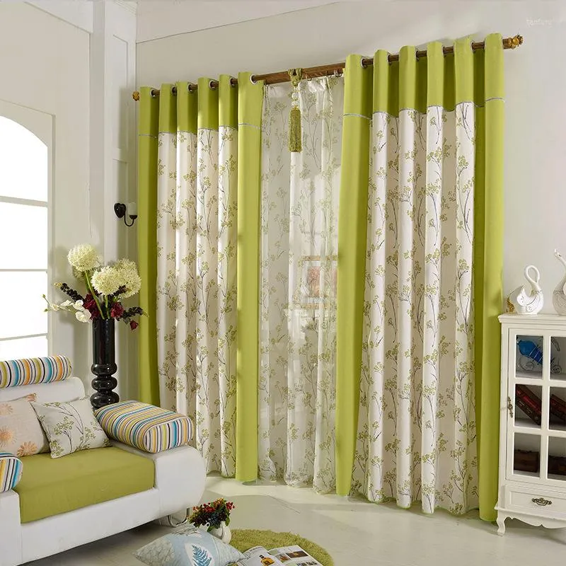Curtain Korean Style Light Luxury Modern Garden Cotton And Linen Printing Blackout Custom For Living Dining Room Bedroom
