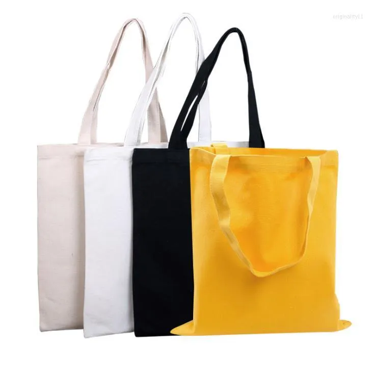 Storage Bags 50pcs Colorful Blank Pattern Canvas Shopping Eco Reusable Foldable Shoulder Bag Handbag Tote Cotton Custom Logo SN