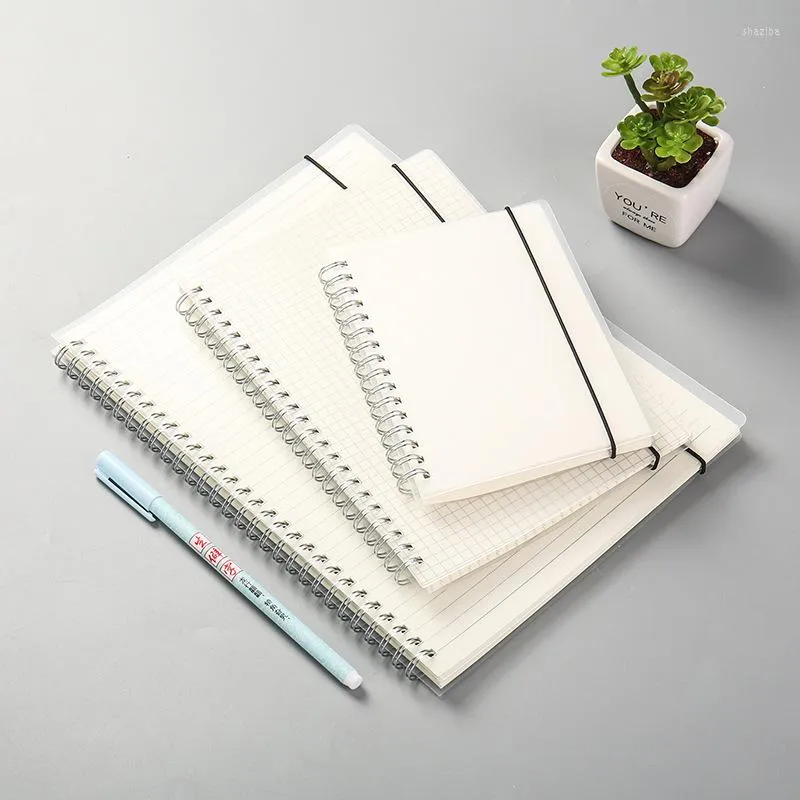 Notebook em espiral simples capa PP transparente linha fosco grade em branco Diário notepad Planner Notebooks