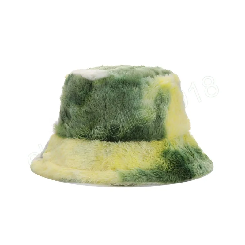 Cappello da pescatore in finta lana autunno inverno moda donna arcobaleno sfumato tie-dye peluche cappello da pescatore Panama caldo