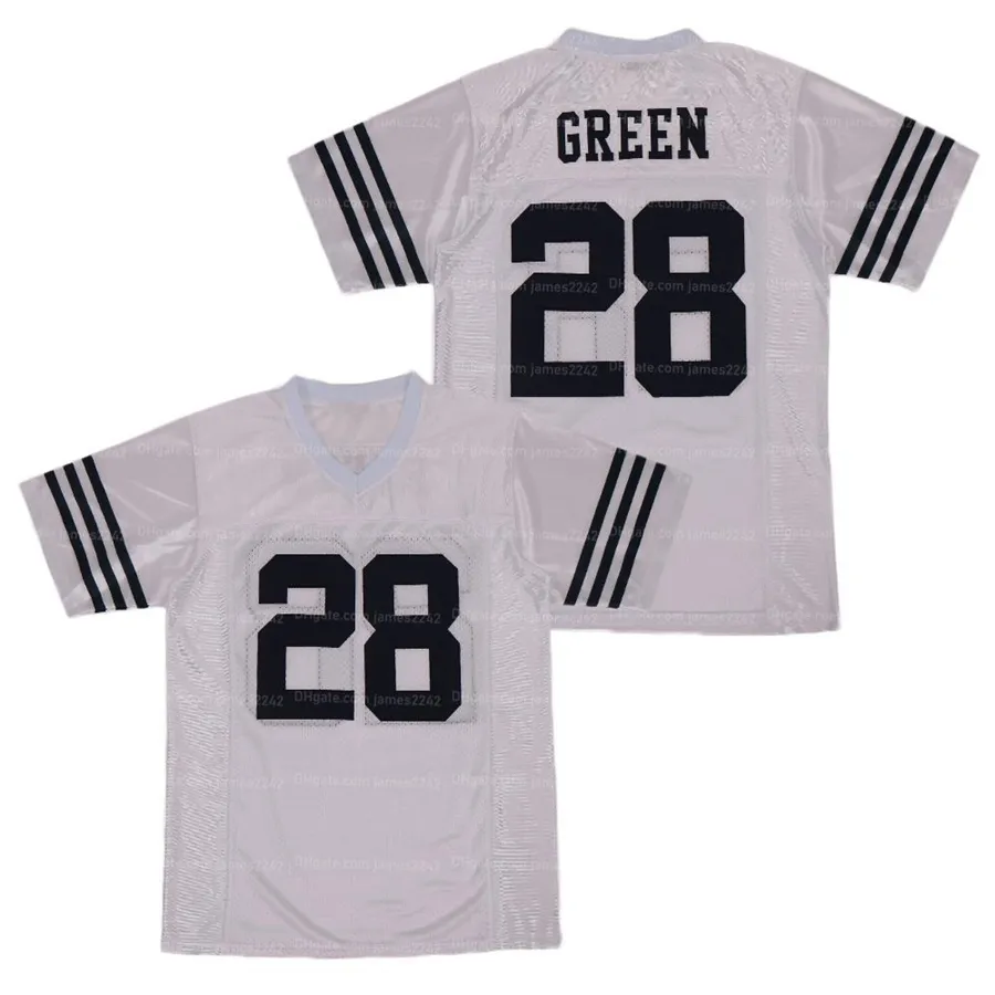 Custom 28# Darrell Green High School 축구 저지 남성 스티치 흰색 크기 S-4XL