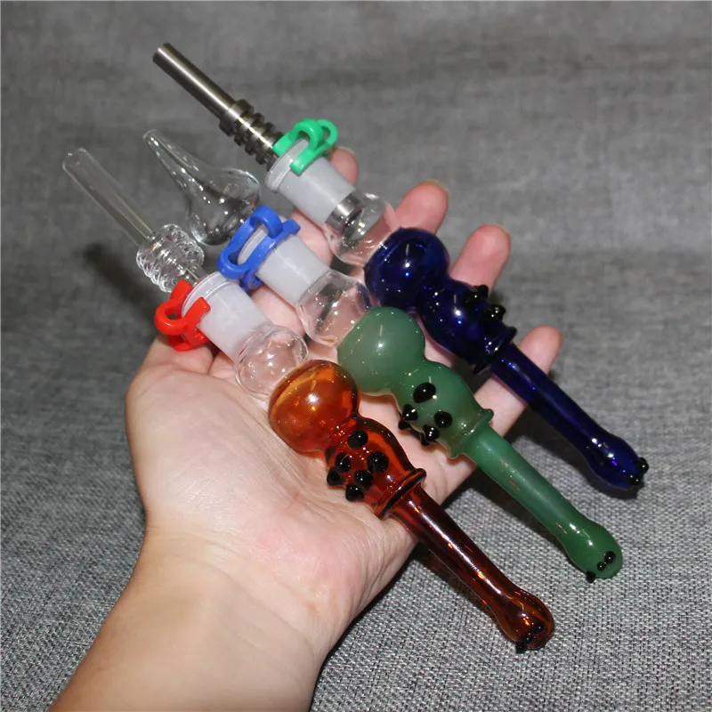 Glazen nectar pijp waterpijpkit met kwart tips Dab Strawolie Rigs siliconen roken handpijp