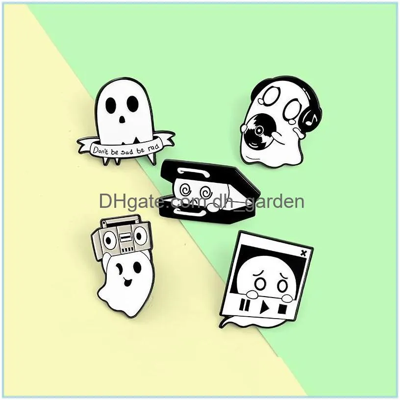 Broches Broches Émail Pin Et Badges Fantôme Radio Tronc Motif Halloween Bijoux Dessin Animé Broche En Gros 1261 E3 Drop Delive Dhgarden Dhneh