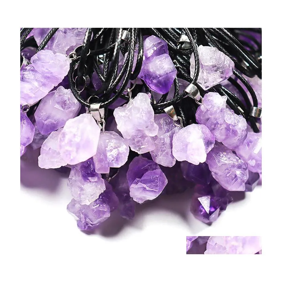 Arts And Crafts Trendy Natural Amethysts Energy Healing Stone Pendant Necklace Rope Women Jewelry Factory Sports2010 Drop Delivery H Dhhd3