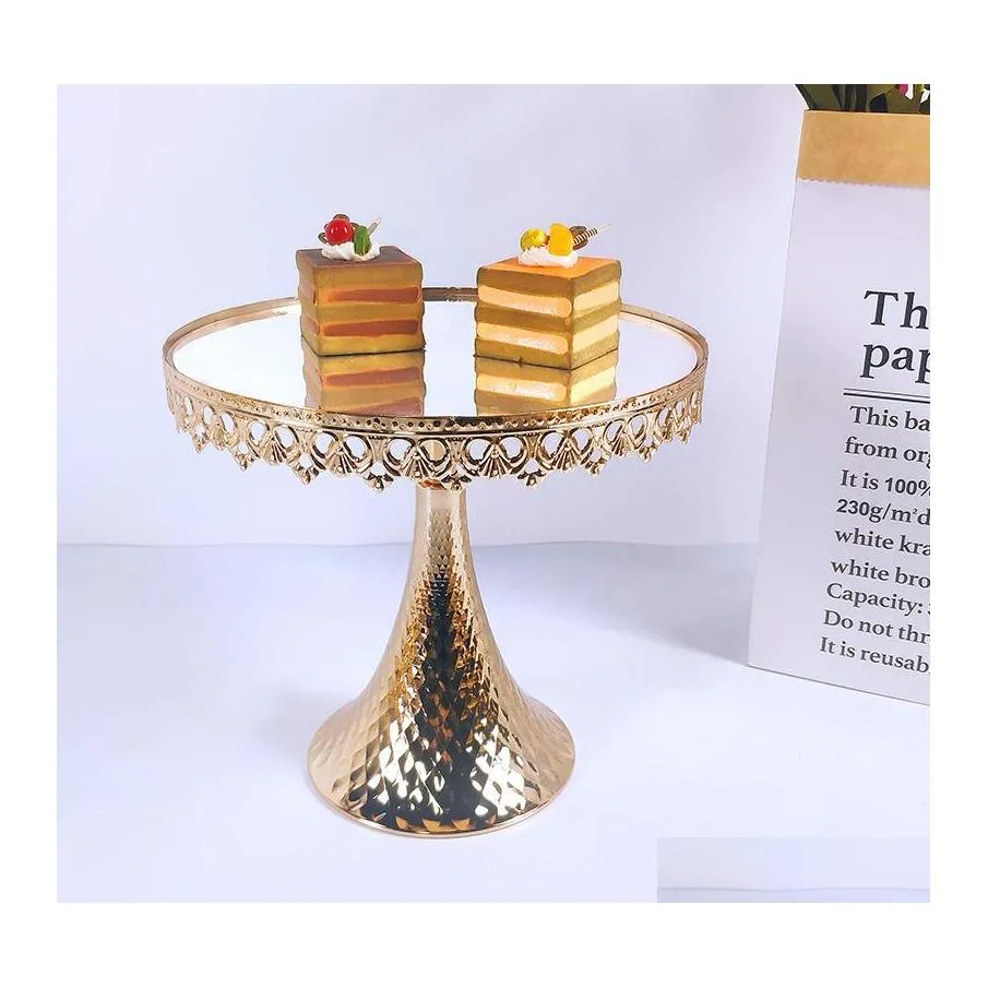 Altro Bakeware Gold Cake Stand Set Cupcake Vassoio Strumenti Decorazione domestica Tavolo da dessert Decorazione Festa di nozze Display Drop Delivery G Otwpa