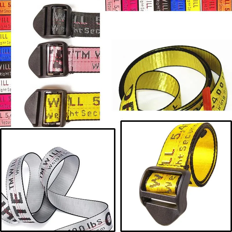 벨트 오프 2022 노란색과 흰색 색상 Ow 남성용 여성용 캔버스 허리 조절 가능한 남여 스트랩 긴 패션 벨트 전체