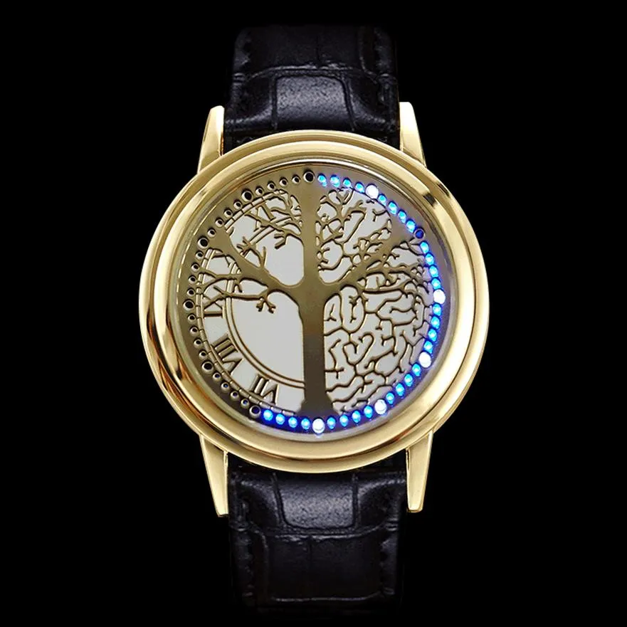 Unisexe minimaliste tactile LED Grand arbre montres mode hommes et femmes couple montre électronique décontracté Affichage unique Le plus special307Y
