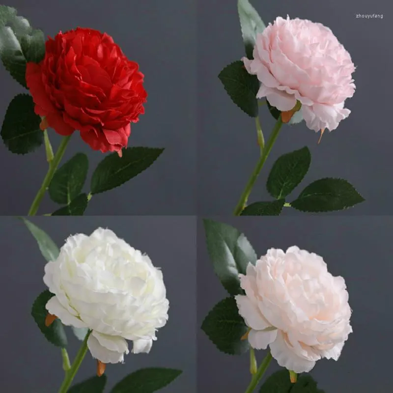 Fleurs décoratives 1pc 35cm fleur artificielle européenne tête unique maison soie pivoine mariage étranger Rose fête décor