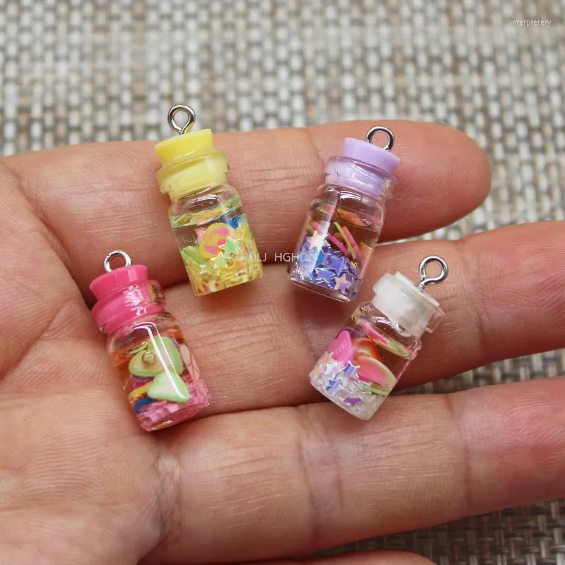 Charms 8pcs Shiny Drift Bottle Colorful Wish Pendenti Collana personalizzata Orecchini Gioielli fai da te Ragazza Accessori regalo per bambini