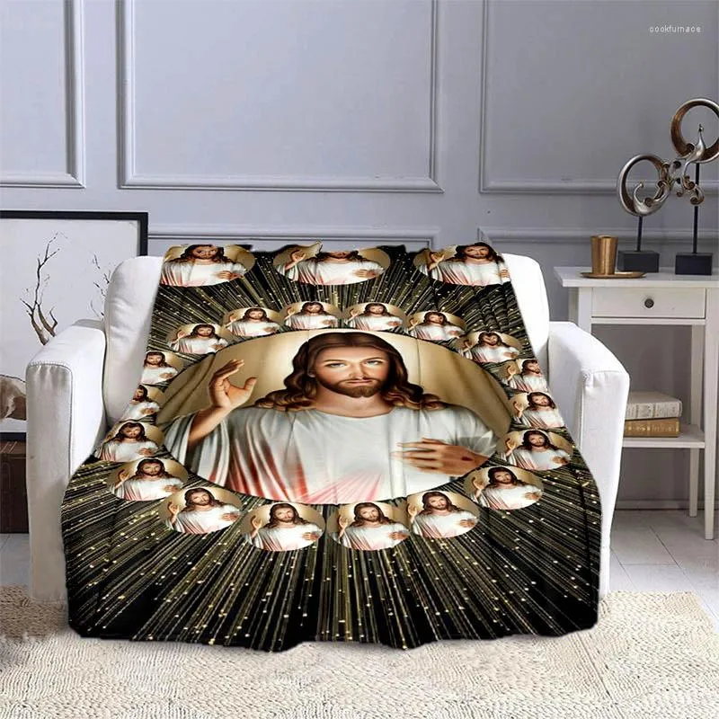 Filtar Jesus och Jungfru Maria trycker filt tro religiöst mjukt varmt kast bäddsoffa sängkläder födelsedagspresenter