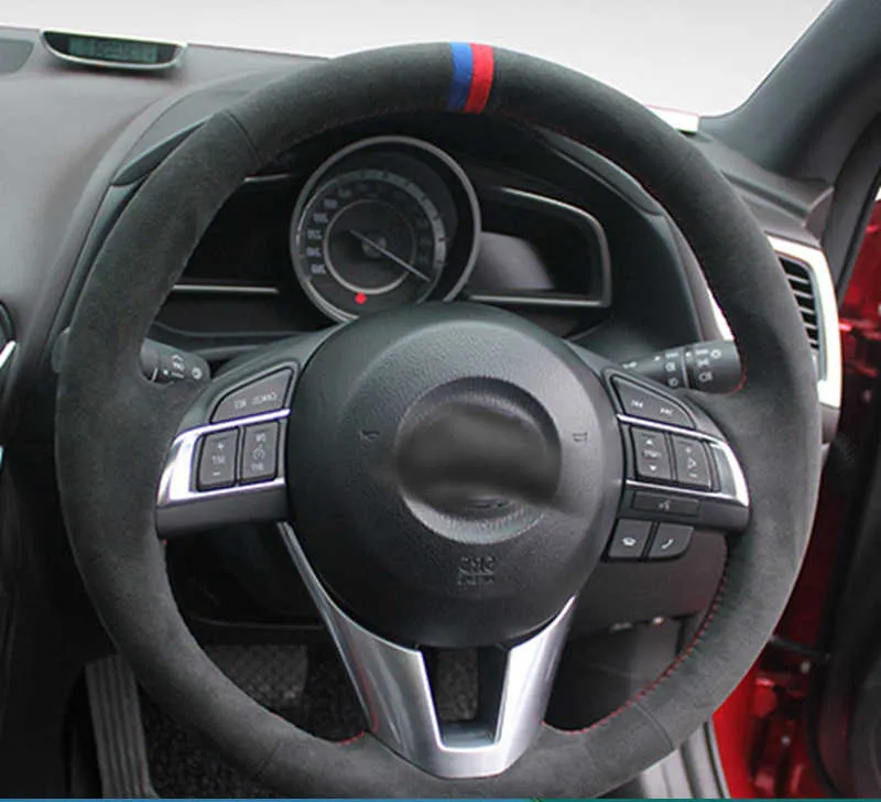 Customized Car Steering Wheel Cover Suede Leather Braid For Mazda 3 Axela Mazda 6 Atenza Mazda 2 CX-3 CX3 CX-5 CX5 Scion iA