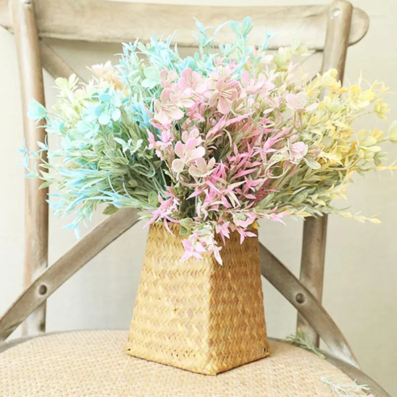 Decorative Flowers Lilac Artificial Flower Fake Eucalyptus Plant Office Home Wedding Table Party Decor