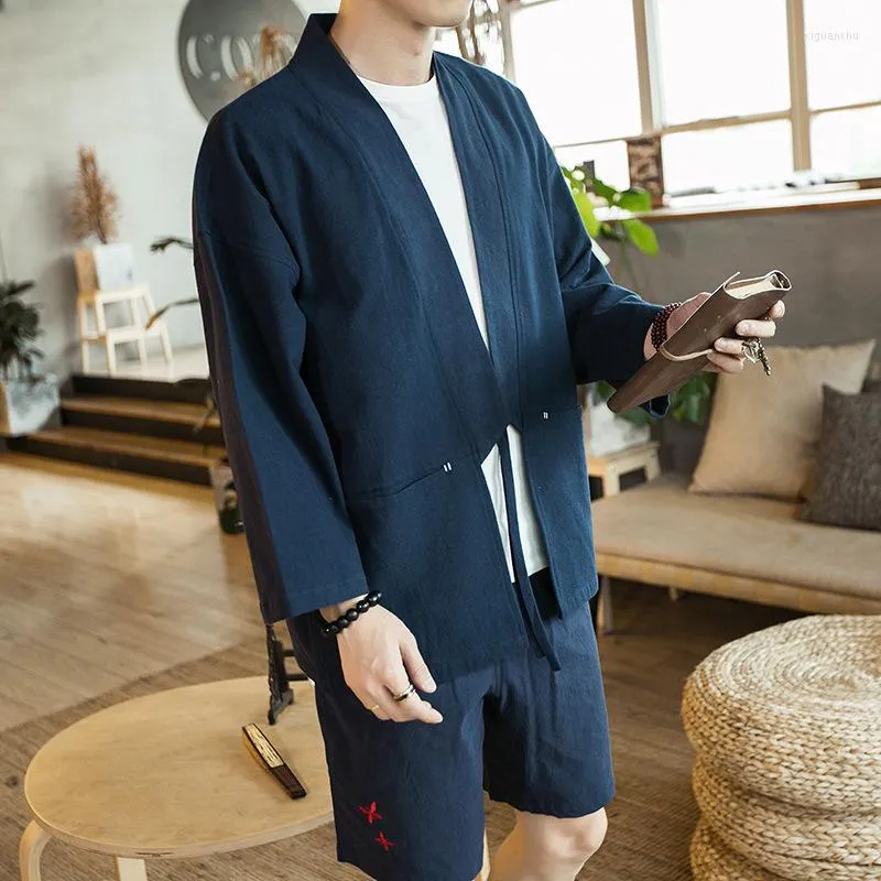 エスニック服男性ソリッド4色伝統的な中華ジャケットコットンルーズカジュアルサマーメンカーディガン高品質のパフォーマンスコート