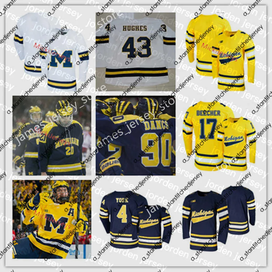 Ncaa Custom Michigan Woerines Hockey-Trikot 13 Kent Johnson 15 Jacob Truscott 17