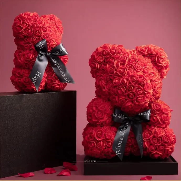 Rose Bear NEW Valentines Day Gifts 25cm Flower Gift Bears Artificial