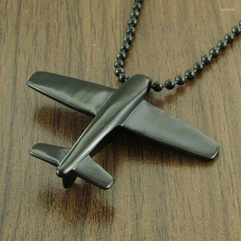 Pendant Necklaces Vintage 316L Stainless Steel Black Plated Airplane Model Pendants Air Plane Aircraft Choker Necklace