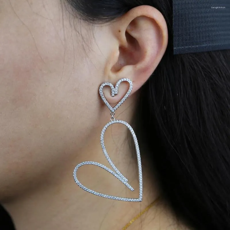 Dangle Earrings Arrived Heart Cz Earring Big Hollow Star Bling Paved Shaped Dangling Women Jewelry
