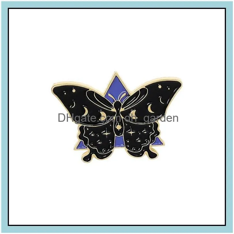 Broches Broches Personnalisé Papillon BK Émail Pins Ciel Étoilé Lune Créativité Bijoux Dur Femmes Broche 1165 D3 Drop Livraison Dhgarden Dhcjj