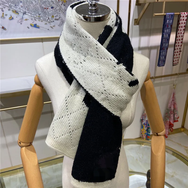 Herfst en winter nieuwe letters dubbelzijdige gebreide sjaal dames veelzijdige mode koppels kasjmier warme sjaal