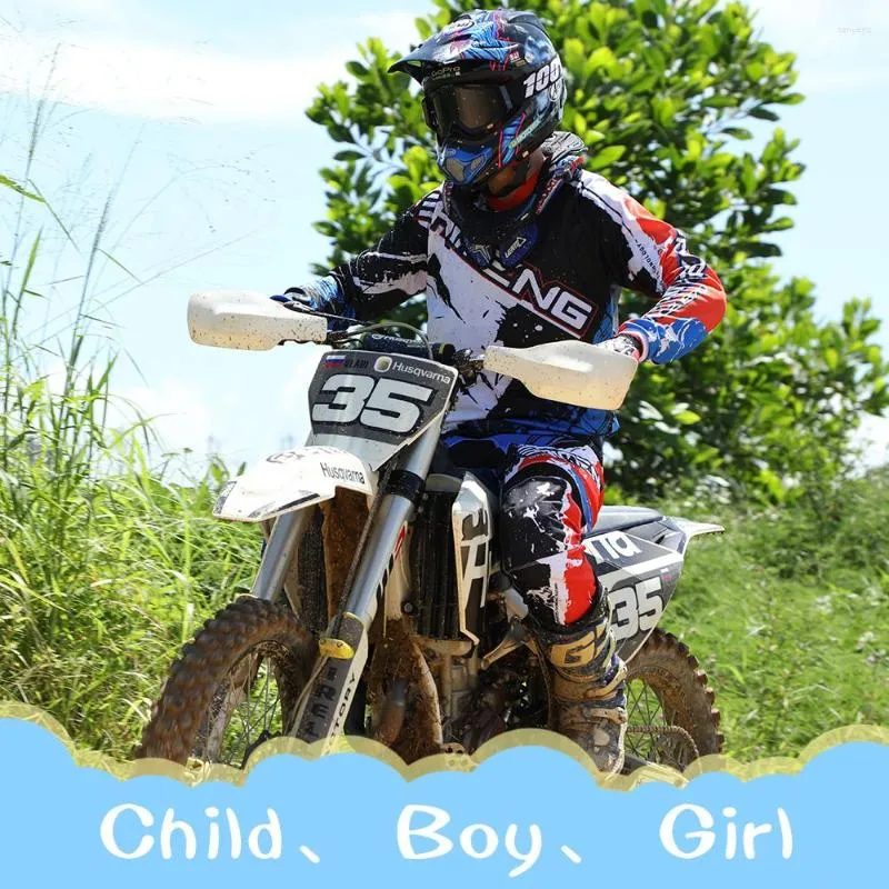 Motorcykelkl￤der Motocross Jersey and Pants Barn Barnkl￤der Big Boy Girl Girl Kid Student Racing Suit Gear Set Breattable Moto