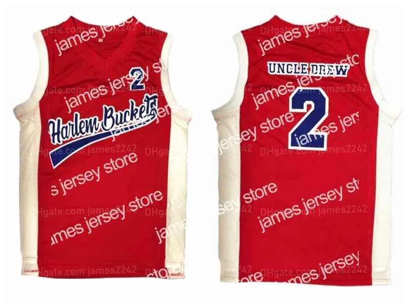 Maillots de basket-ball personnalisés Uncle Drew Harlem Buckets Maillot de basket-ball pour hommes Tout cousu rouge N'importe quel numéro de nom XXS-6XL Qualité supérieure