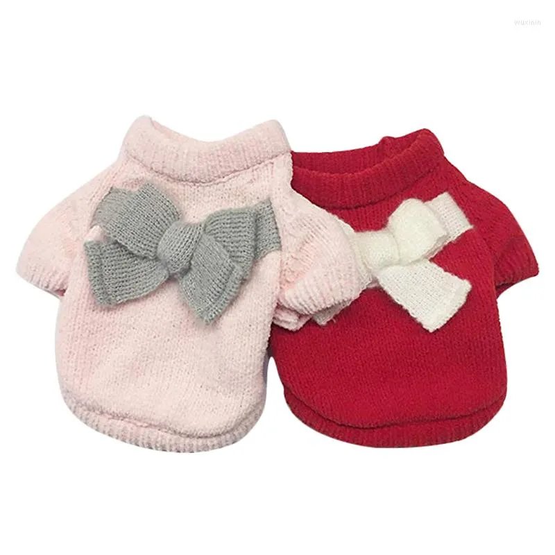 Ropa para perros 2022, suéteres bonitos a la moda para mascotas, ropa de invierno cálida con lazo rosa para cachorros, abrigos de algodón suave de Navidad, chaqueta para Chihuahua Teddy