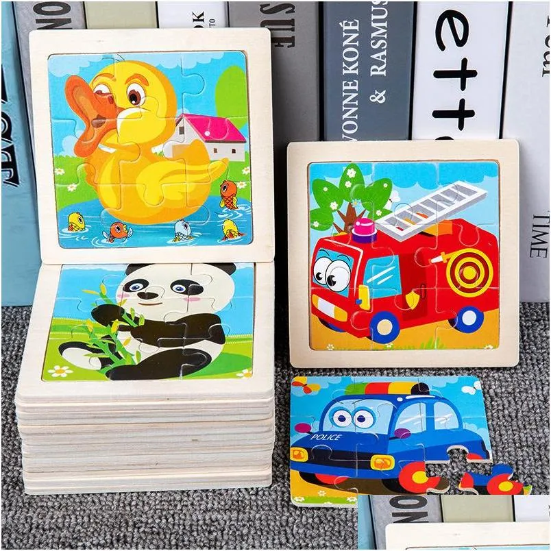 Intelligence Jouets Infantile Éducation Précoce Illumination Cognitive En Bois 3D Dessin Animé Animal Trafic Tangram Puzzle Factory Outlet Drop Dhbyl