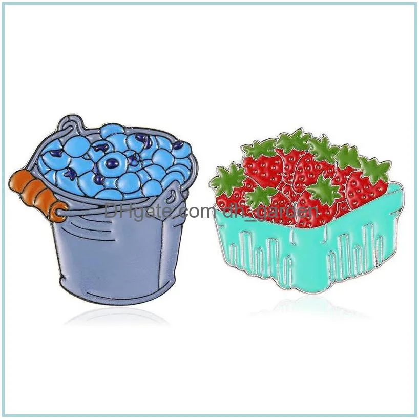 Pins Brooches Enamel Brooch Blueberries Stberry Fruit Pins Badge Backpack Accessories Jewelry 1470 E3 Drop Delivery Dhgarden Dhmfh