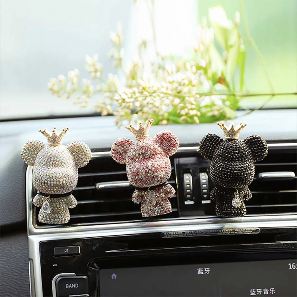 Interiördekorationer Creative Crown Diamond Cute Bear Car Fragrance Parfume Clip Air Bears Aroma CAR Decoration Air Fresher Decora175h