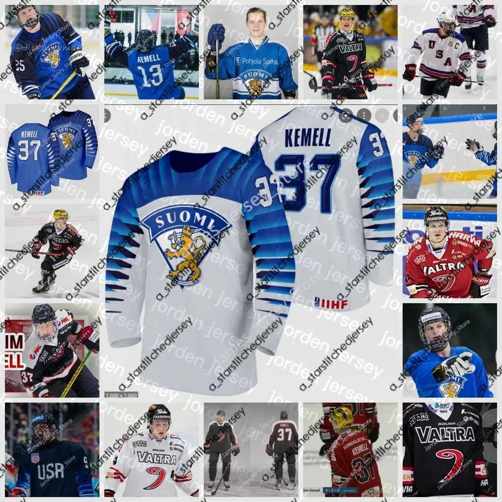 37 Joakim Kemell Hockey Jersey Custom Vintage Liiga Jyp Jyvaskyla Jersey 2022 Iihf World