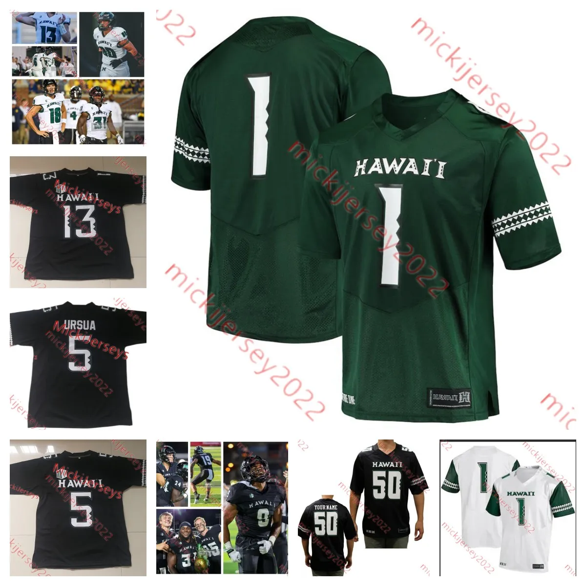 Mens Youth Custom Stitched Hawaii Rainbow Warriors Football 87 Devon Tauaefa Steven Fiso 1 Penei Pavihi Hugh Nelson II Ty Marsh McKenzie Barnes 6 Riley Wilson Jersey