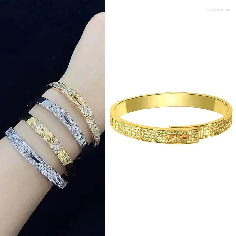 Bangle Luxury Jewelry Gold Gold Rose Full Stone por atacado Bracelets Bangles Brankm Feminino Pulseira feminina para