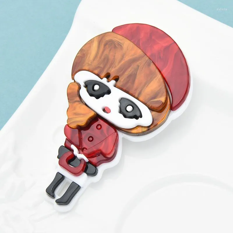 Brooches Wuli&baby Acrylic Wear Hat Big Eye Girl For Women Beauty Lady Figure Brooch Pin Gifts